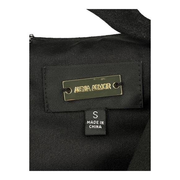 Alexia Admor dress Yoon Cap Sleeves draped sheath black size Small S - Picture 5 of 5